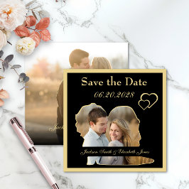 Foto-Hochzeit mit Gold Hearts und Groom Form Save The Date