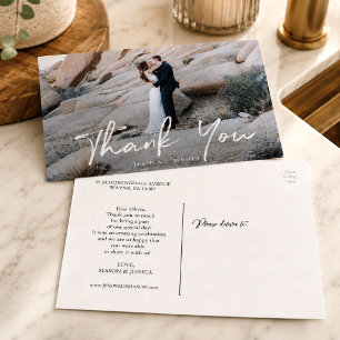 Foto Hochzeit mit Handschrift Danke Postcard Postkarte