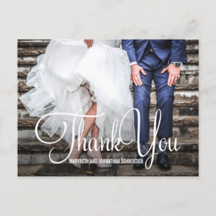 Foto Hochzeit mit Handschrift Danke Postcard Postkarte