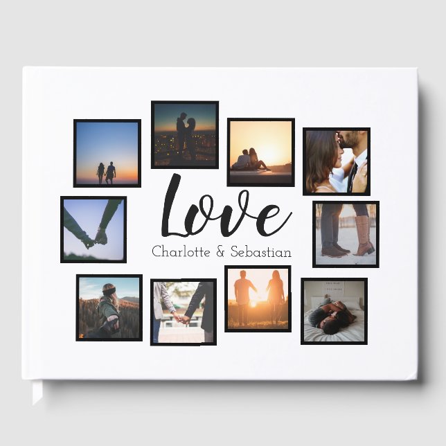 Foto Hochzeit mit personalisierter Liebe Gästebuch (Vorderseite)