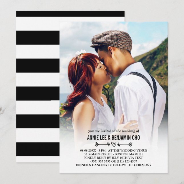 Foto Hochzeit nach Maß Einladung (Vorne/Hinten)