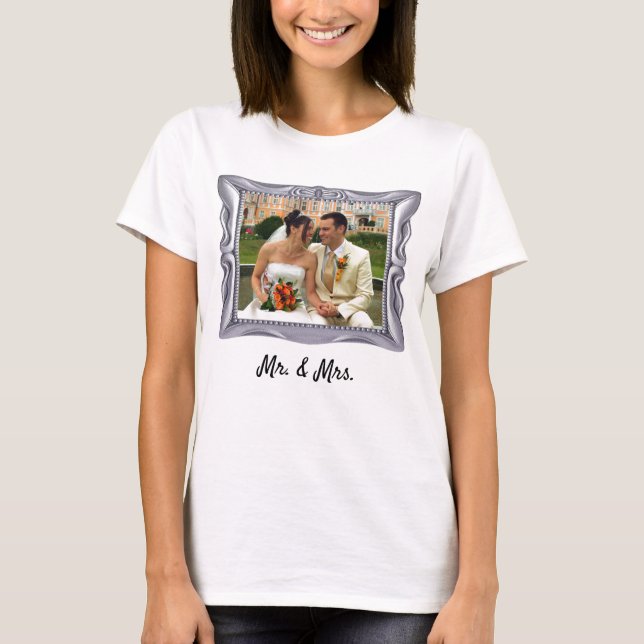 Foto Hochzeit Paar Extravagante Silver Frame Fraue T-Shirt (Vorderseite)