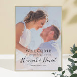 Foto Hochzeit Probe - Empfang Poster<br><div class="desc">Dieses schlichte Begrüßungspposter für Hochzeitsfeiern mit Probe-Begrüßungstexten enthält Ihr Lieblings-Foto und Ihren Schwarz-Text, inklusive Ihrer Vornamen in einem lebendigen, skurrilen Drehbuch. Sie können den Schriftart und die Formulierung ändern, um Ihren Stil Anzug. Abhängig von der Farbe Ihres Fotos, bevorzugen Sie weiße Text in diesem Fall, bitte Karo unsere Hochzeitsempfangssignatur für...</div>