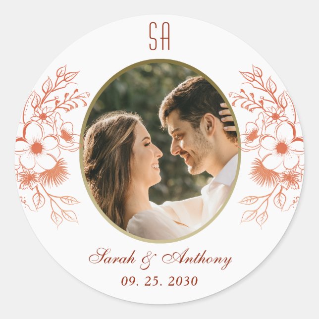 Foto Hochzeit Runder Aufkleber (Vorderseite)
