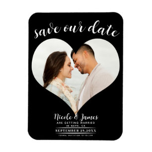 Foto Hochzeit Save the Date Schwarzes Herz Magnet