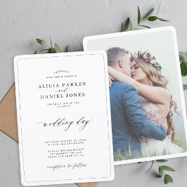 Foto Hochzeit schlicht elegant schwarz-weiß Einladung