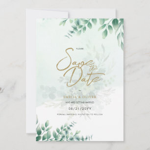 FOTO Hochzeit speichern das Datum Rustikal grün Einladung