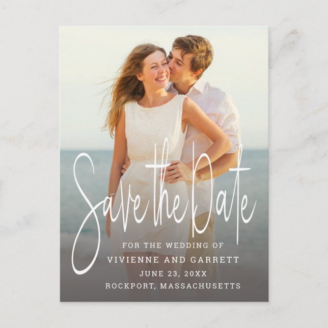 Foto Hochzeit Speichern Sie das Datum Postkarte ei (Vorderseite)