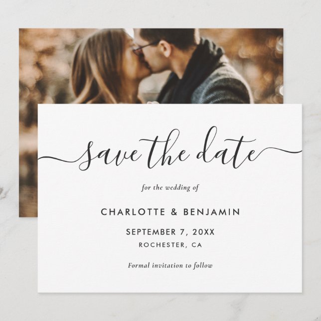 Foto Hochzeit Speichern Sie die Datumskarten mit e Ankündigung (Vorne/Hinten)