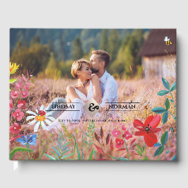 Foto Hochzeit von Aquarellfarben-Wildblumen Gästebuch