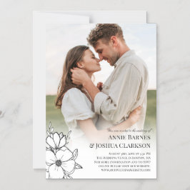 Foto Hochzeit von -Blume mit weißer Hand Magneteinladung