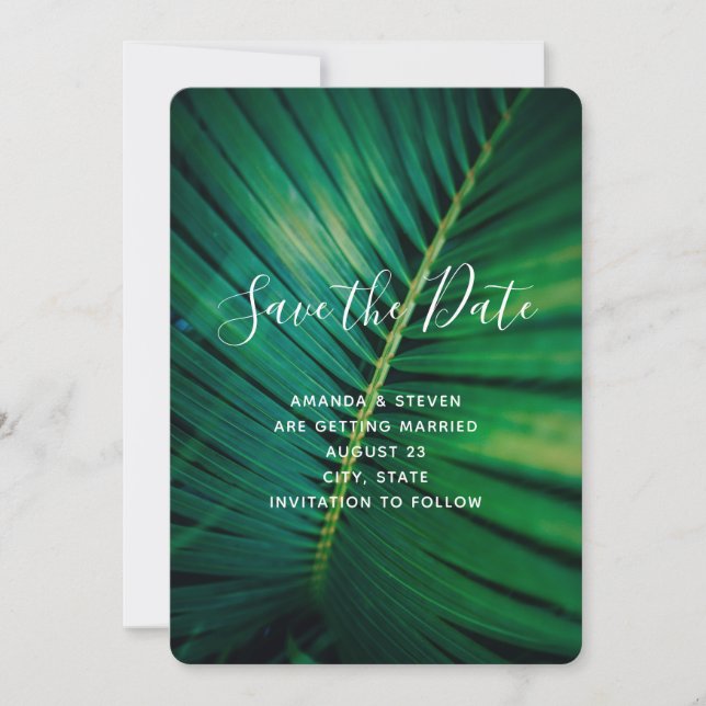 Foto Hochzeit von Green Leaf Palm Frontend Save The Date (Vorderseite)