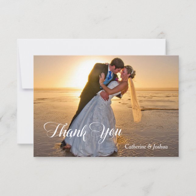 Foto-Hochzeit von Stars und Bokeh Lights Dankeskarte (Vorderseite)