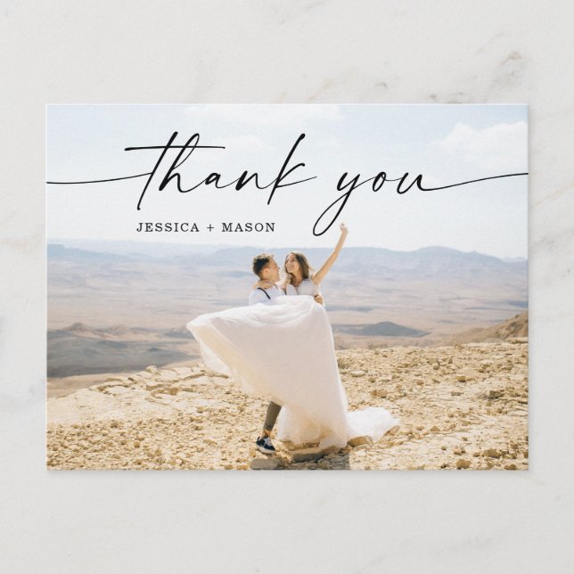 Foto Hochzeit von Watercolor Greenerity Postkarte (Vorderseite)