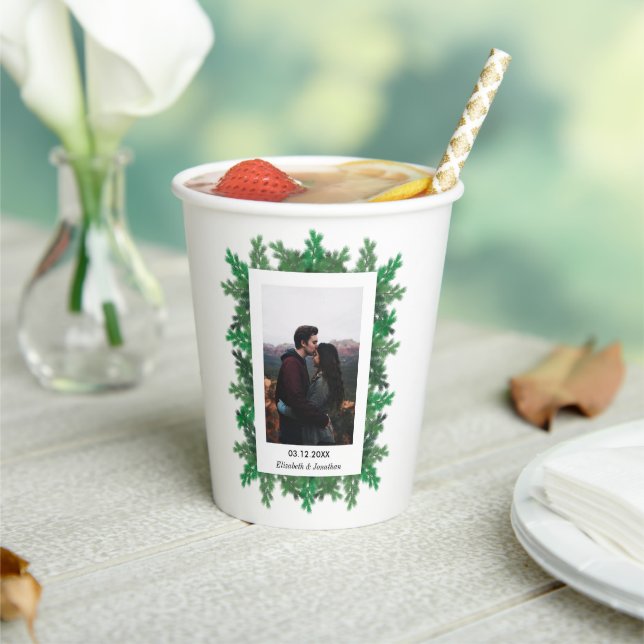 Foto Hochzeit von Winterbaumbranchen Pappbecher (In Situ)