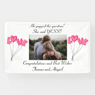 Foto-Hochzeitsbanner Rosa Liebesballons Banner