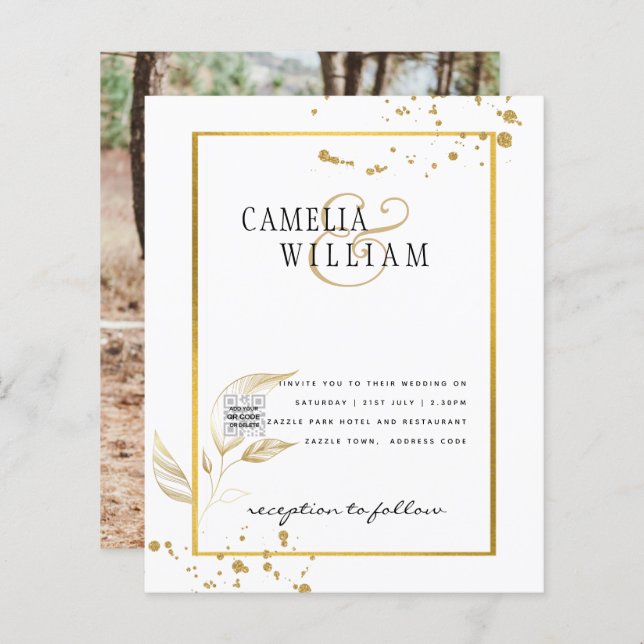 Foto Hochzeitseinladung Retten Datum QR-Code (Vorne/Hinten)