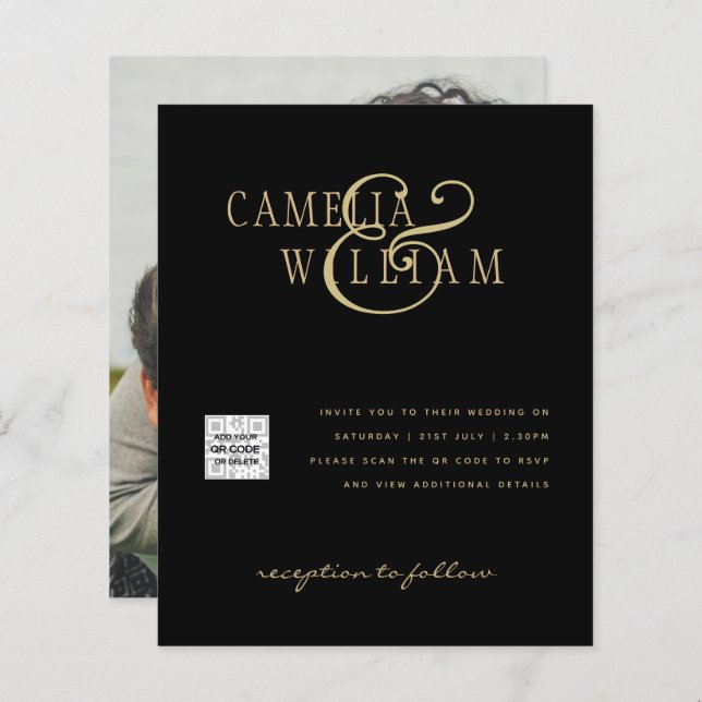 Foto Hochzeitseinladung Retten Datum QR-Code (Vorne/Hinten)