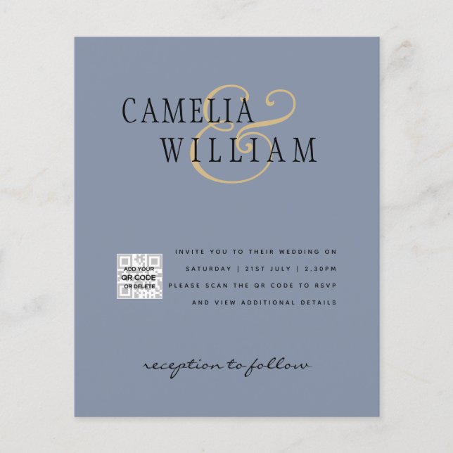 Foto Hochzeitseinladung Retten Datum QR-Code Flyer (Vorne)