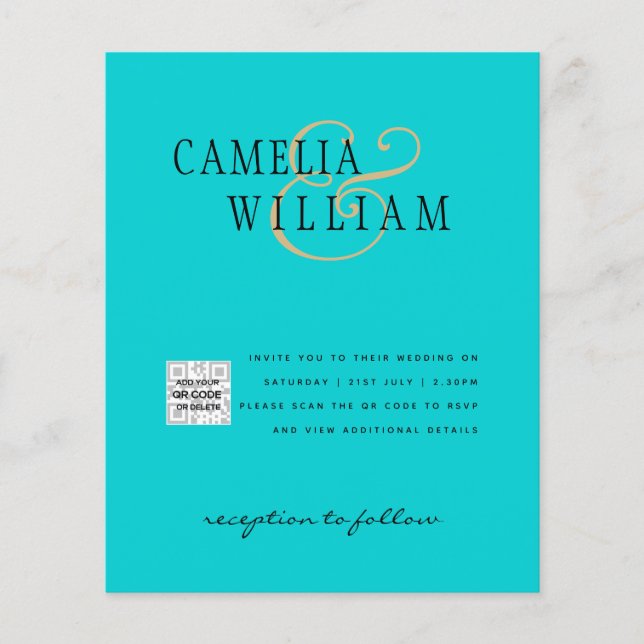 Foto Hochzeitseinladung Retten Datum QR-Code Flyer (Vorne)