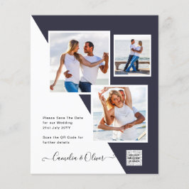 Foto Hochzeitseinladung Retten Datum QR-Code Flyer