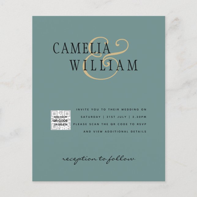 Foto Hochzeitseinladung Retten Datum QR-Code Flyer (Vorne)