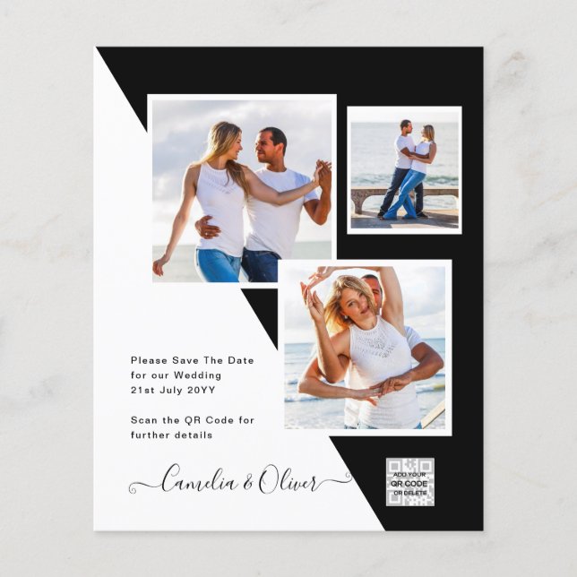 Foto Hochzeitseinladung Retten Datum QR-Code Flyer (Vorne)