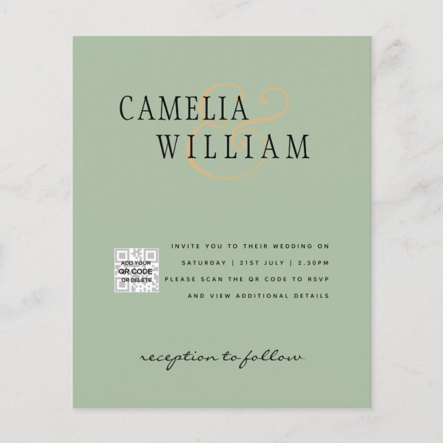 Foto Hochzeitseinladung Retten Datum QR-Code Flyer (Vorne)