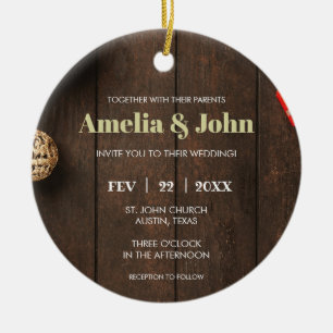Foto-Hochzeitseinladung Weihnachten Keramik Ornament
