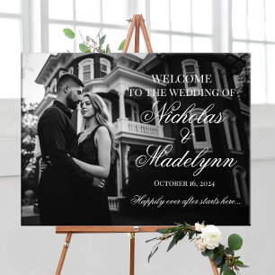Foto Hochzeitsempfang Zeichen elegante Kalligraphi Leinwanddruck