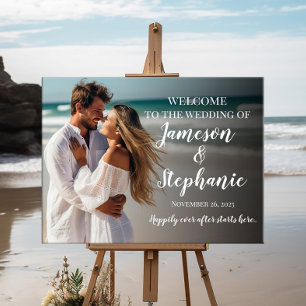 Foto Hochzeitsempfang Zeichen elegante Kalligraphi Poster