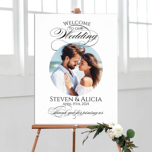 Foto Hochzeitsempfang Zeichen elegante Kalligraphi Poster (Von Creator hochgeladen)