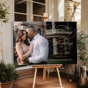 Foto Hochzeitsempfang Zeichen elegantes goldenes D Poster