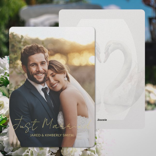 Foto-Hochzeitskarte hinzufügen Feiertagskarte (Add Photo Wedding Announcement Card (front and back))