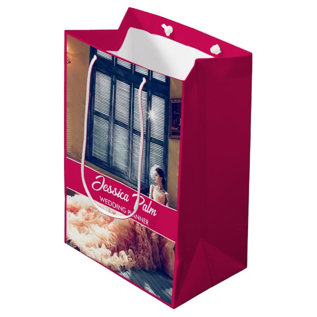 Foto Hochzeitsrosa Mittlere Geschenktüte (Vorderseite Schrägansicht)