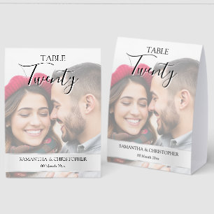 Foto-Hochzeitstisch-Nummer mit falschem Silberband Tischaufsteller