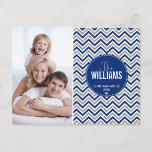 FOTO HOLIDAY CARD Zickzack Glitzer Silbermedaille Feiertagspostkarte