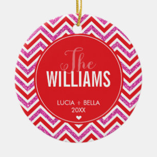 FOTO HOLIDAY ORNAMENT Zickzack Glitzer rosa