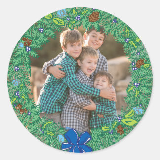 Foto Holiday Sticker: Runder Hanukkah-Kranrahmen Aufkleber