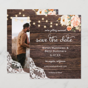 Foto Holz, Spitzen Rosa Save the Date