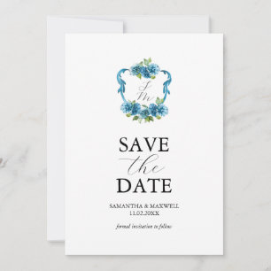 Foto Hortensie Monogram Hochzeitseinladung Vorankü Einladung