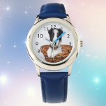 Foto Hund Katze Foto Kind Armbanduhr<br><div class="desc">Personalisieren Sie Ihr Foto für Haustiere, Hunde, Katzen, Vögel, Kaninchen - oder Lieblingsfische! Schwarze Zahlen.</div>