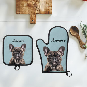 Foto Hund Katze individuelles Monogramm Ofenhandschuh & Topflappen-Set