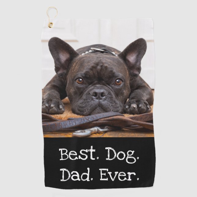 Foto Hund Personalisiert Bester Hund Vater je Schw Golfhandtuch (Vorderseite)