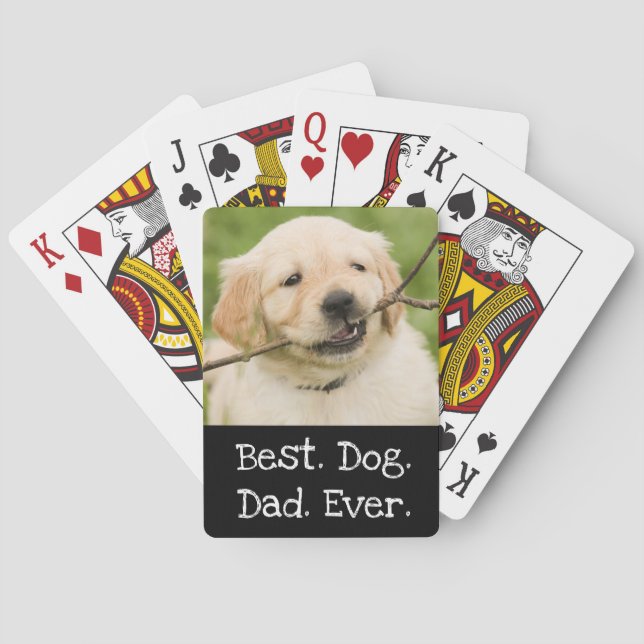 Foto Hund Personalisiert Bester Hund Vater je Schw Spielkarten (Rückseite)