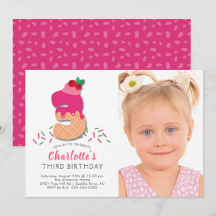 Foto Ice Cream 3D Geburtstagseinladung Einladung