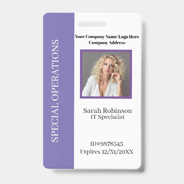 Foto-ID-Abzeichen des Unternehmens mit Barcode Ausweis (Vorderseite)