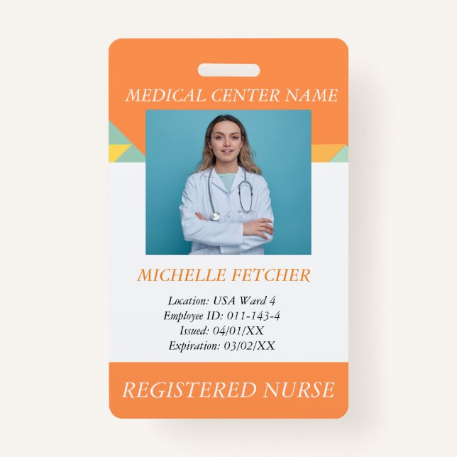Foto-ID-Abzeichen für Mitarbeiter im Krankenhaus  Ausweis (Vorderseite)