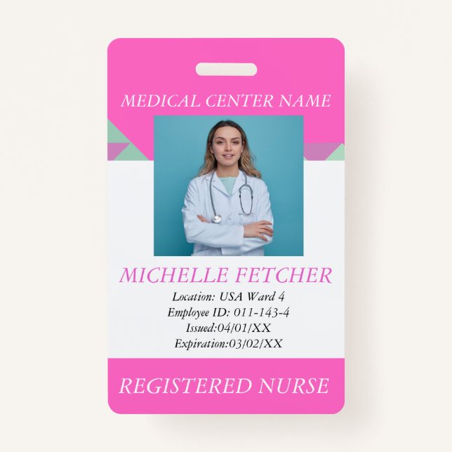 Foto-ID-Abzeichen für Mitarbeiter im Krankenhaus Ausweis (Vorderseite)
