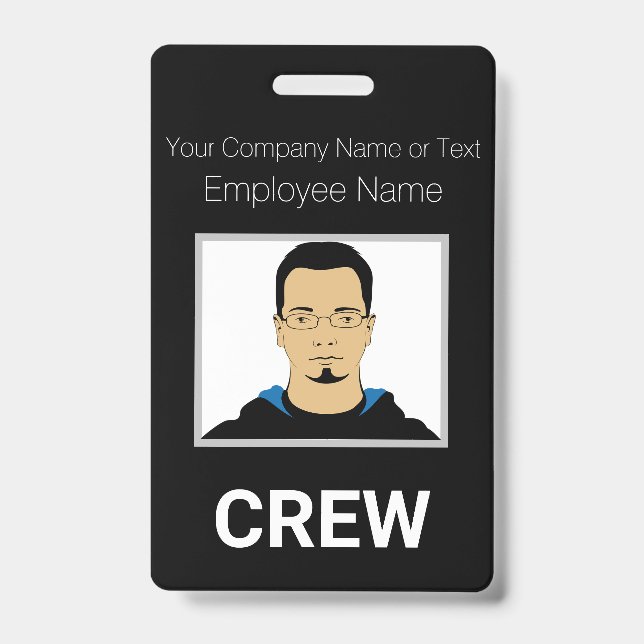 Foto-ID-Abzeichen für Schwarz-Weiß-Crew Ausweis (Vorderseite)
